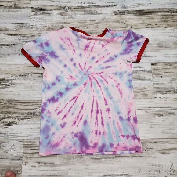 Tye Dye Spiral Shirt Size Small Let's Summon Demons 😈 Red Blue Purple - Picture 3 of 3